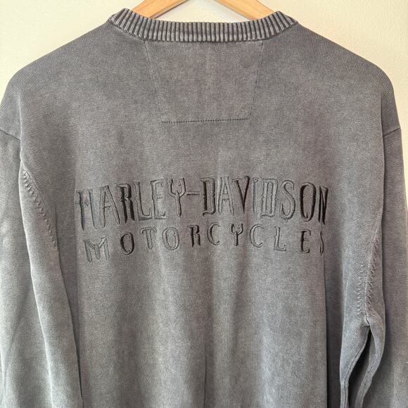 Harley Davidson Men's Faded Heavyweight Ribbed Knit Top Black Size Large - Picture 5 of 5